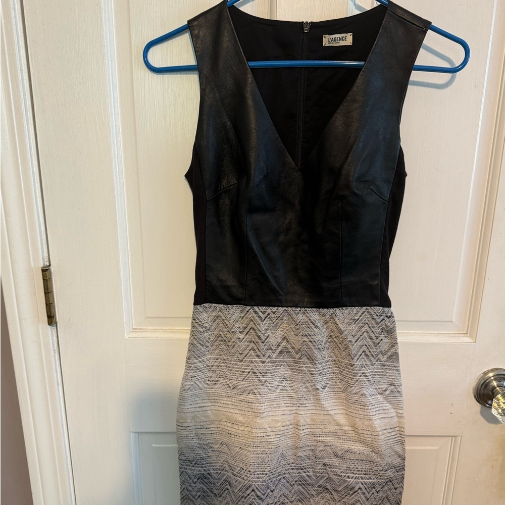 Size 2 L’agence dress - the top part is pleather with cotton sides and a zipper